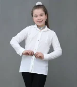 🛍️ خرید شومیز سفید نوار دوبل بوگاتی سایز 50/65 | کد 3024 با ارسال رایگان