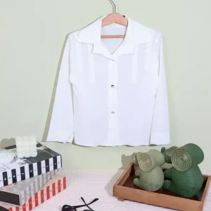 خرید شومیز سفید نوار دوبل بوگاتی سایز 50/65 | کد 3024 با ارسال رایگان