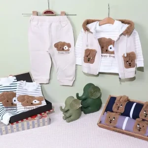 خرید سه تیکه نوزادی اسپرت پنبه‌ای (کد 8073) | ست راحت و شیک نوزاد