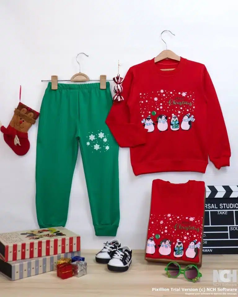 بلوز شلوار اسپرت یلدایی طرح پنگوئن