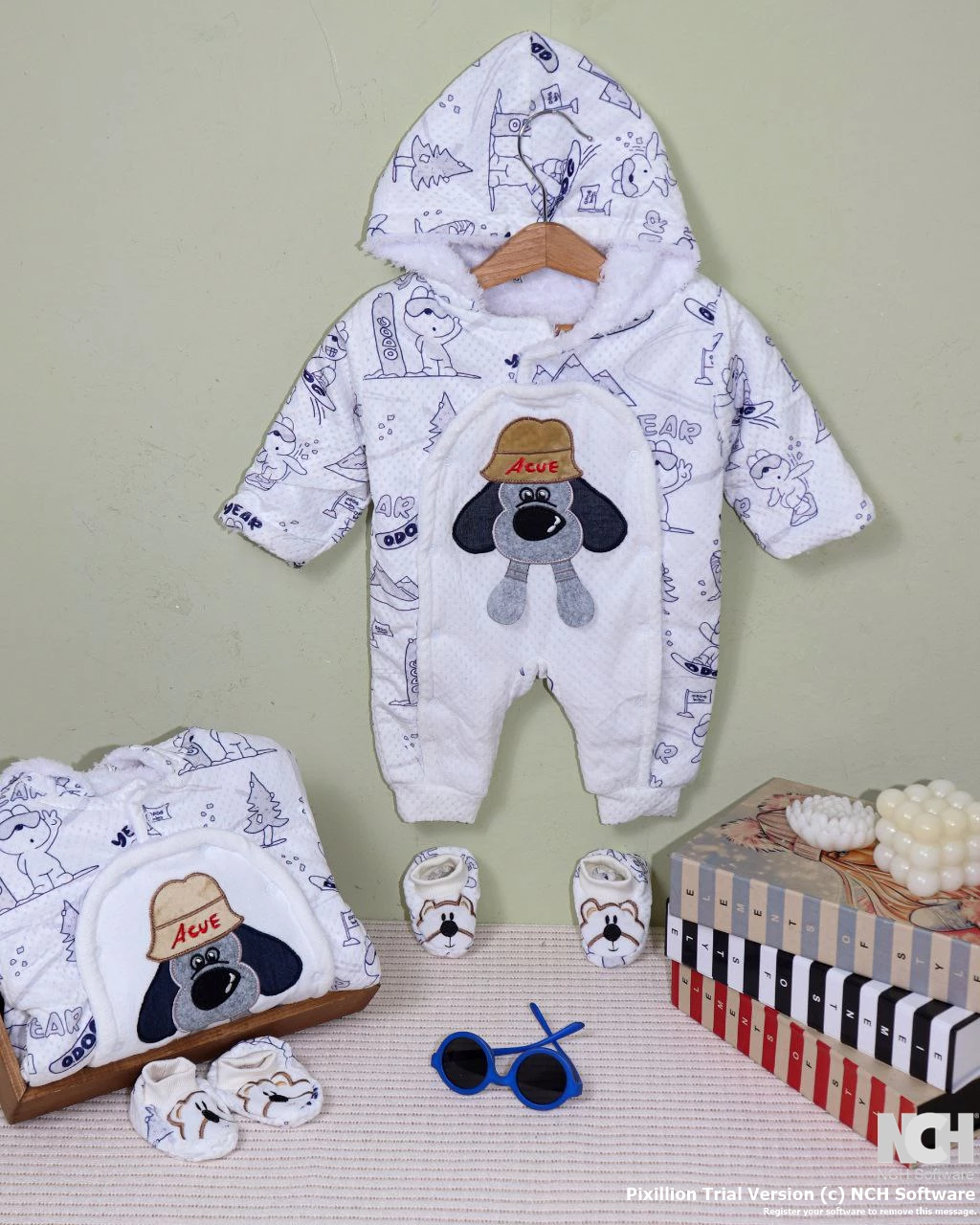 سرهمی نوزادی مخمل طرح سگ سرهمی نوزادی مخمل طرح سگ