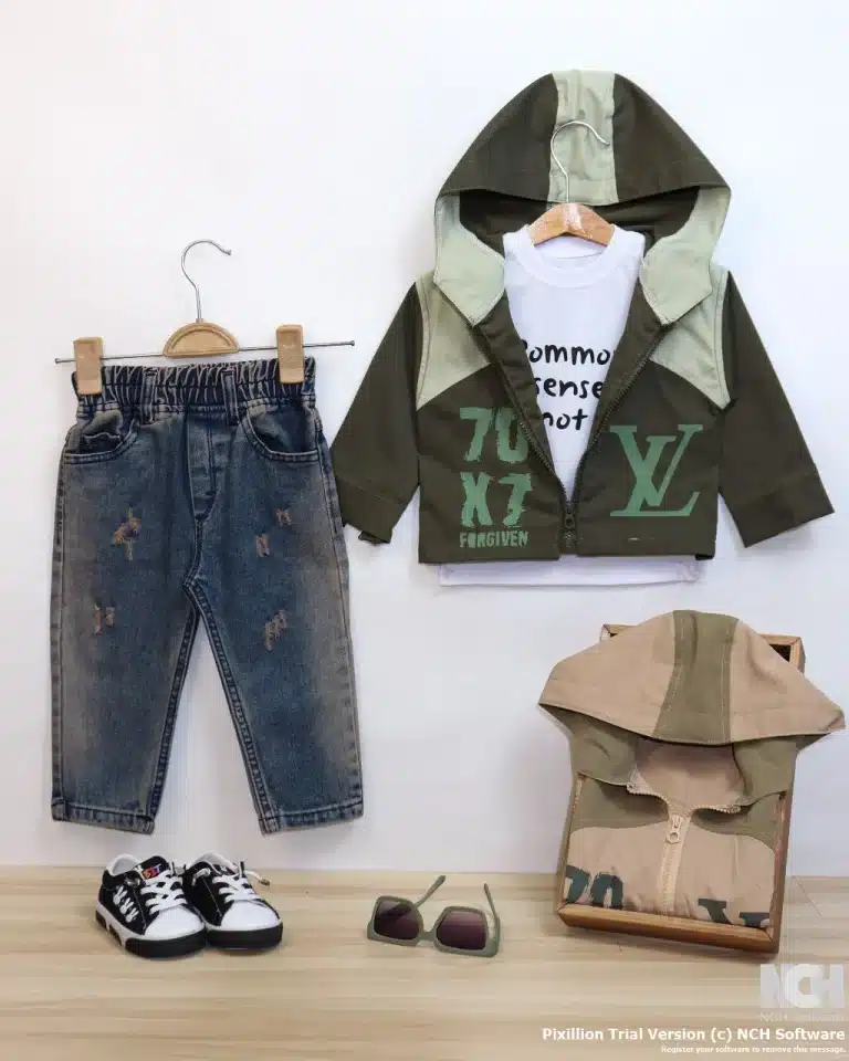 سه تیکه پسرانه کتان چاپدار LV