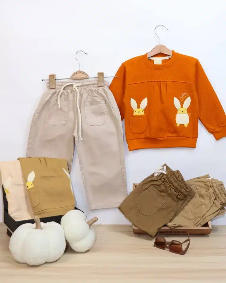 بلوز شلوار دخترانه جیب دار - مناسب برای کودکان - کد محصول [2135]