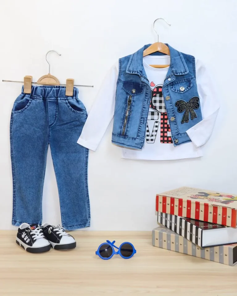 سه تیکه دخترانه لی پاپیونی - مناسب برای کودکان و نوجوانان - کد محصول [2326]