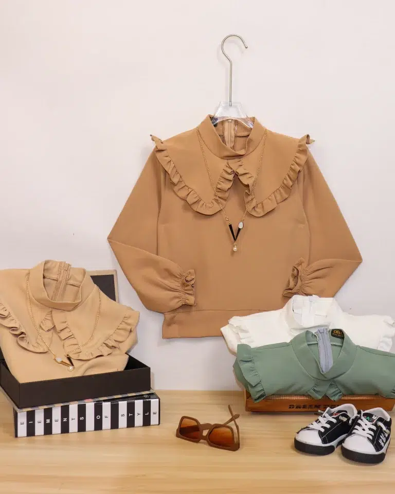 شومیز مجلسی دخترانه یقه شکاری - مناسب برای دختران - کد محصول [3060]