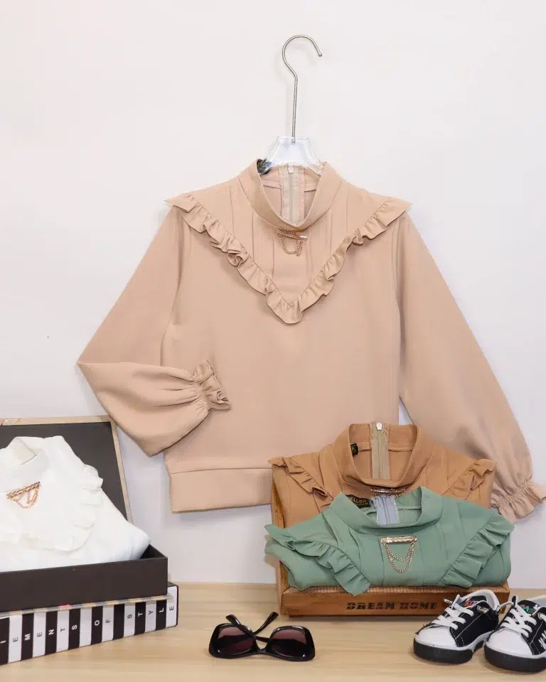 شومیز مجلسی دخترانه چین دار - مناسب برای دختران - کد محصول [3090]