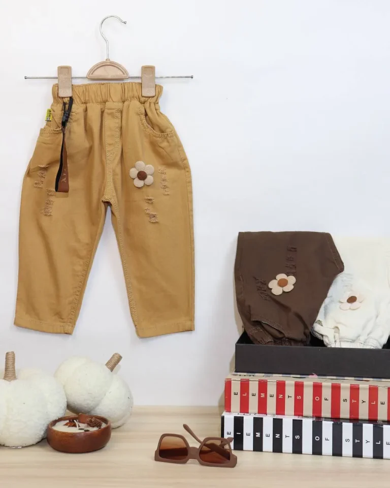 شلوار کتان نقلی دخترانه گلدار - مناسب برای کودکان - کد محصول [6049]