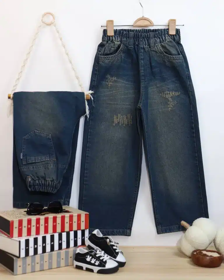 شلوار لی بگ اسپرت سایه روشن - مناسب برای کودکان و نوجوانان - کد محصول [6220/6215]