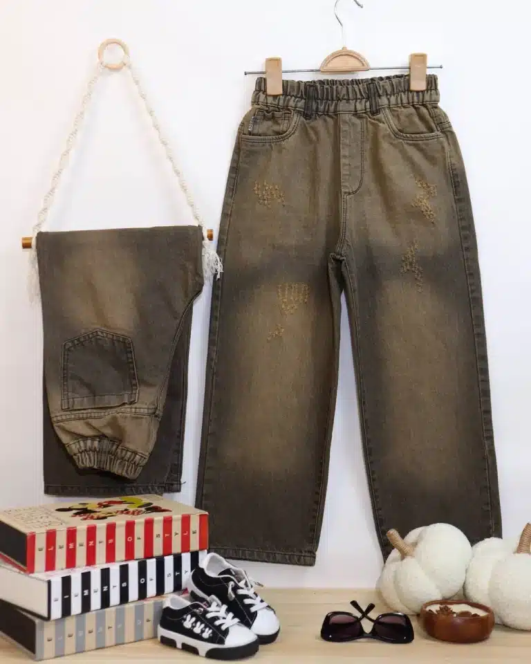 شلوار جین بگ اسپرت تینت قهوه ای - مناسب برای کودکان و نوجوانان - کد محصول [6232/6233]