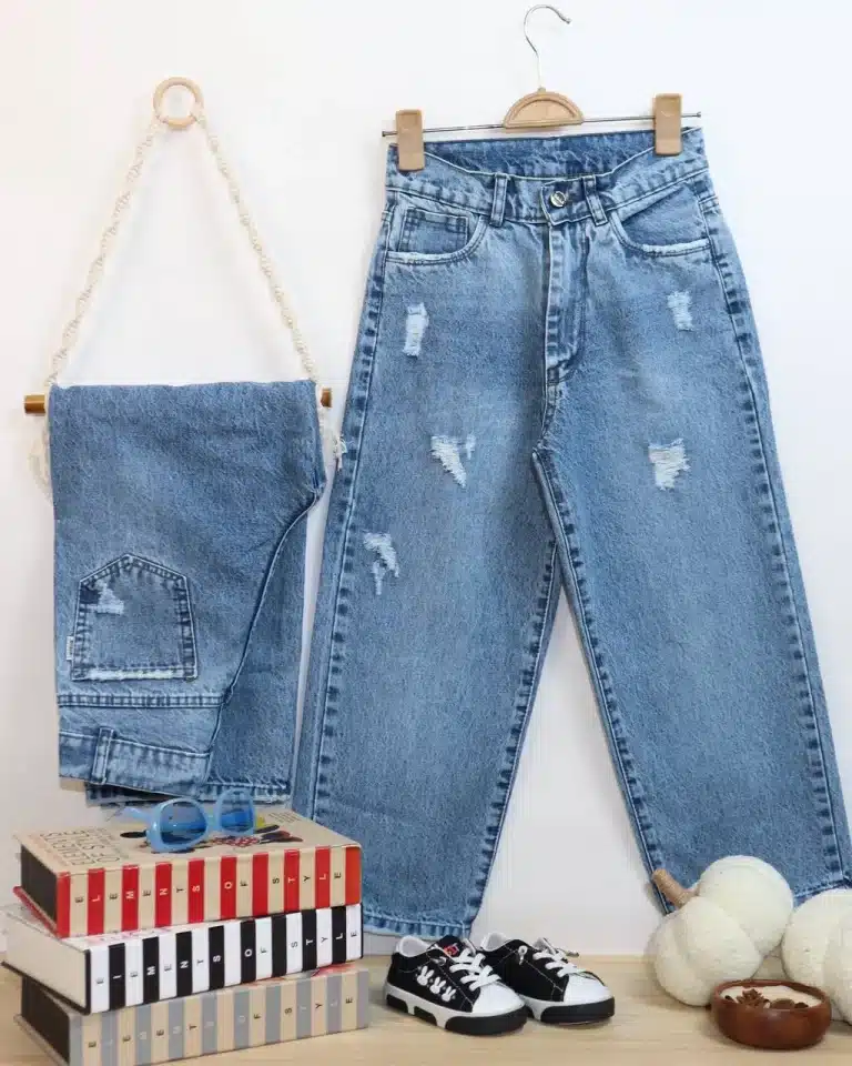 شلوار لی راسته اسپرت طرح زاپ - مناسب برای کودکان و نوجوانان - کد محصول [6234/6235]