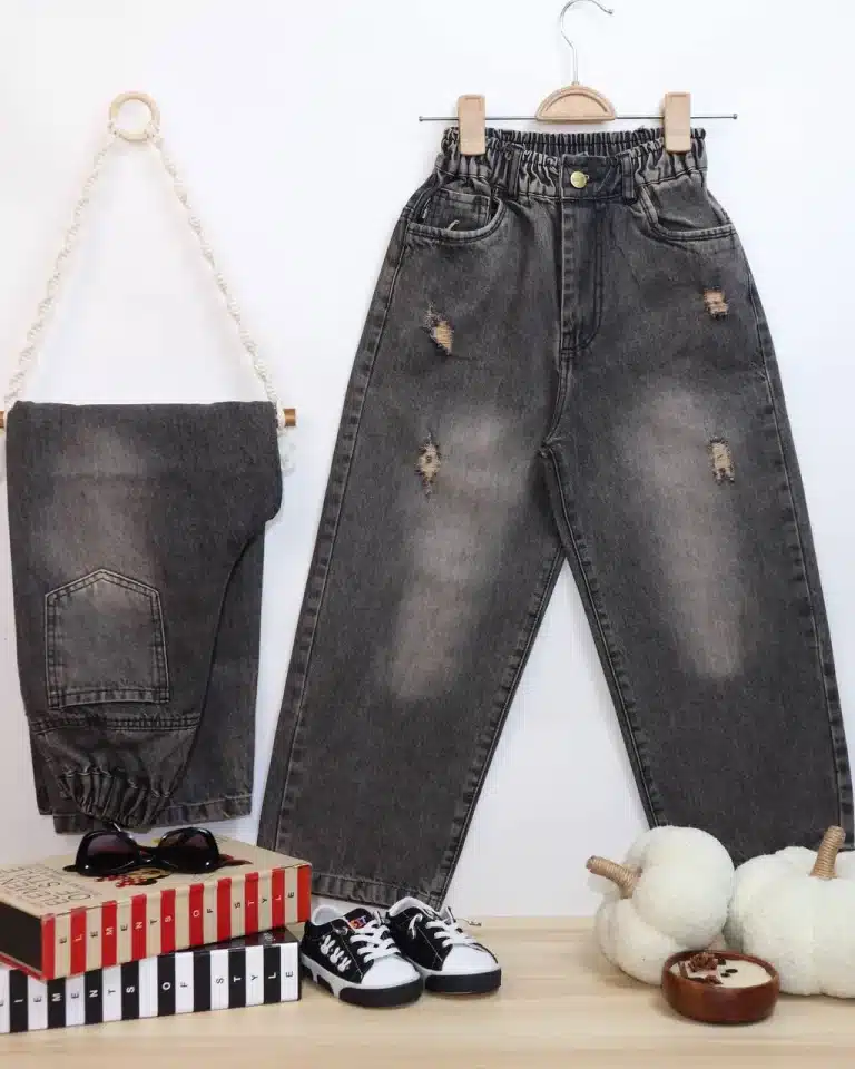 شلوار جین بگ اسپرت ذغالی - مناسب برای نوجوانان - کد محصول [6327/6326]