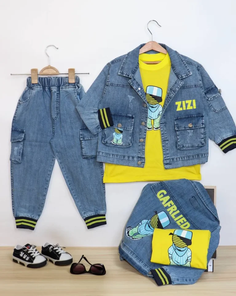 کت و شلوار لی پسرانه زنبوری - مناسب برای کودکان - کد محصول [7239]