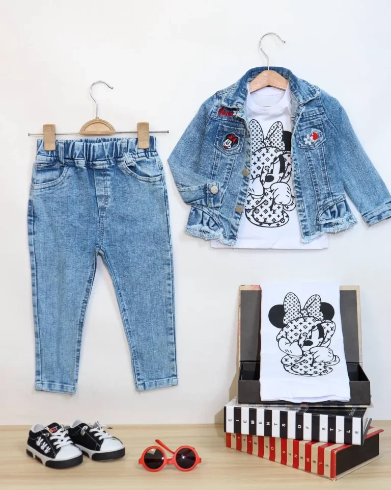 کت و شلوار لی دخترانه میکی موس - مناسب برای کودکان و نوجوانان - کد محصول [7262/7263]