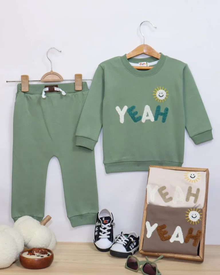 بلوز شلوار نوزادی اسپرت طرح خورشید - مناسب برای نوزادان - کد محصول [8072]