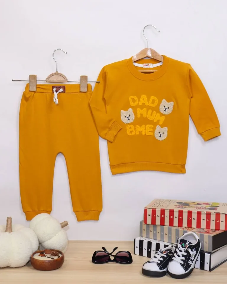 بلوز شلوار نوزادی طرح گربه - مناسب برای نوزادان - کد محصول [8072]