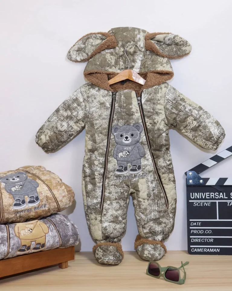 کاپشن سرهمی نوزادی اسپرت خرس - مناسب برای نوزادان - کد محصول [9932/9933/9935]