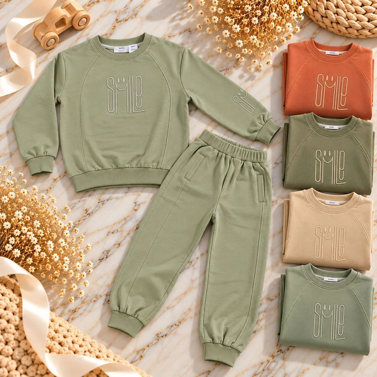 Boys' "Smile" design blouse and trousers set قیمت بلوز شلوار پسرانه طرح smile