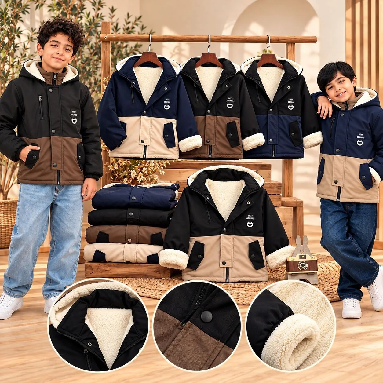 Two-tone boys' jacket قیمت کاپشن پسرانه دو رنگ